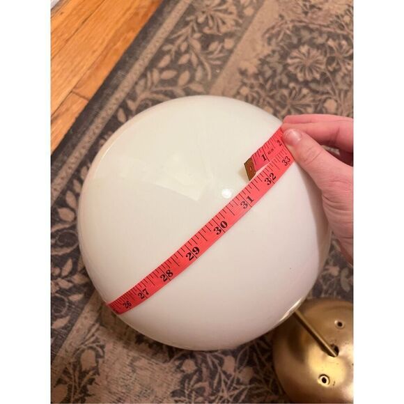 Vintage MCM 1970s Glass Globe Pendant Light Brass - Picture 13 of 13